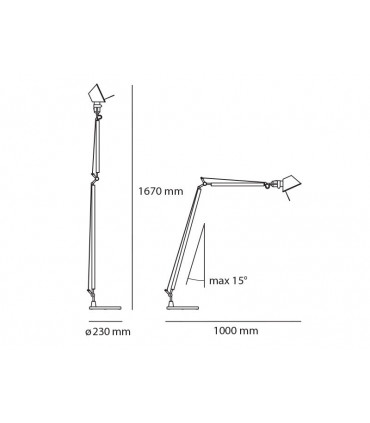 TOLOMEO LETTURA Alluminio (Lampada completa)