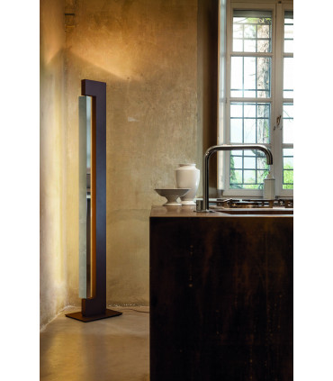 ARA FLOOR LED - Lampada da Terra 23W + 40W - Colore moka con diffusore cromato