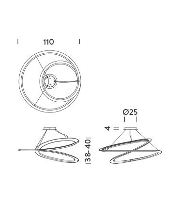 KEPLER DOWNLIGHT Lampada a sospensione 86W LED 3000K - Colore Nero