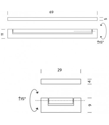 ARA WALL Lampada a parete 2x8W 3000K - Colore Antracite con diffusore cromato