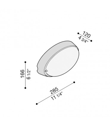 AIRY OVALE 300 Lampada a parete/paletto E27 NERO